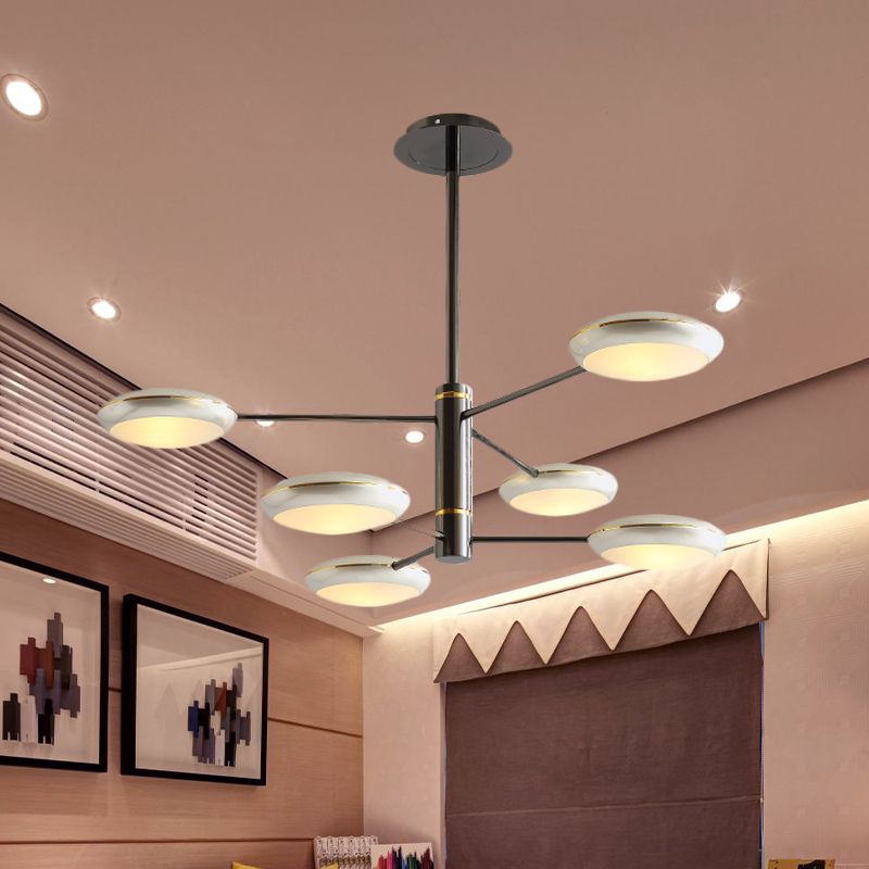 Gold/Black 2-Tier Starburst Chandelier Contemporary 6/8 Lights Metal LED Hanging Ceiling Lamp