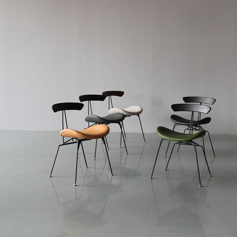 Silla lateral tapizada industrial para comedor, acabado mate, parte trasera abierta, silla de comedor