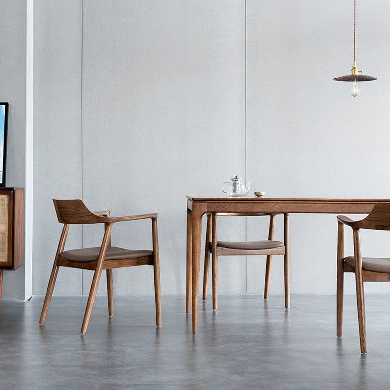 Arm Chair Traditional Style Dining Open Back Chair with Wooden Legs