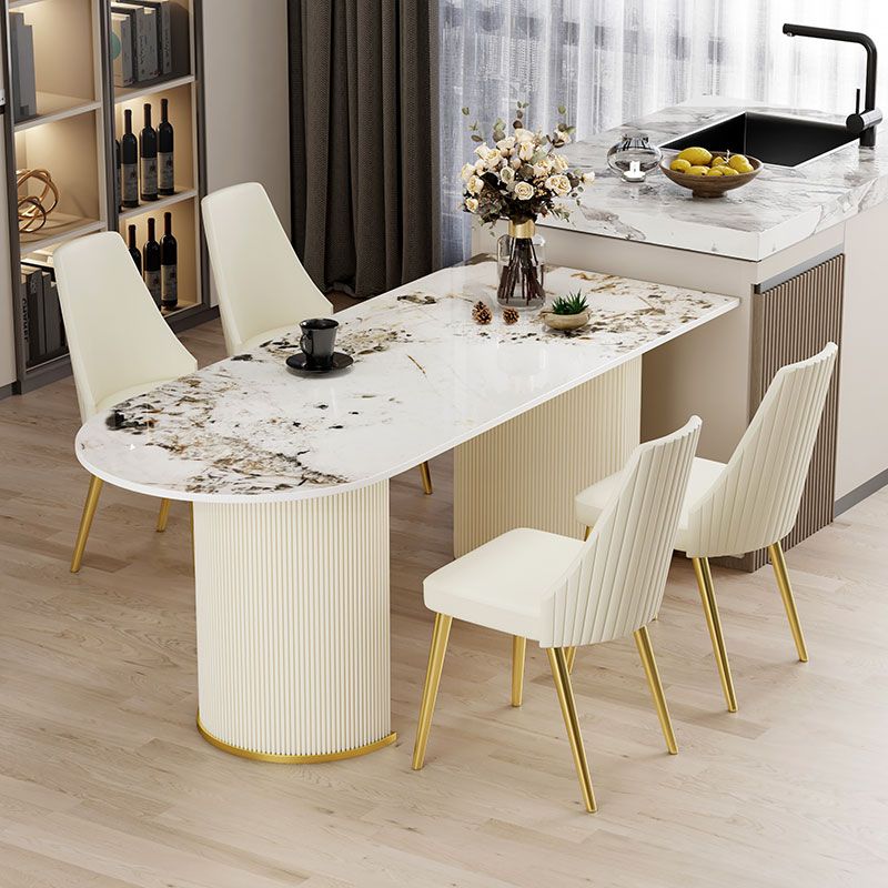 Metal Traditional Luxury Free Form Indoor Table Sintered Stone Table for Dining Room