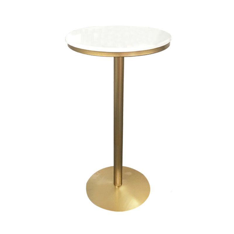 Mesa de barra de metal de oro de estilo glamoroso interior 41.3 "h Table de bistro de pedestal