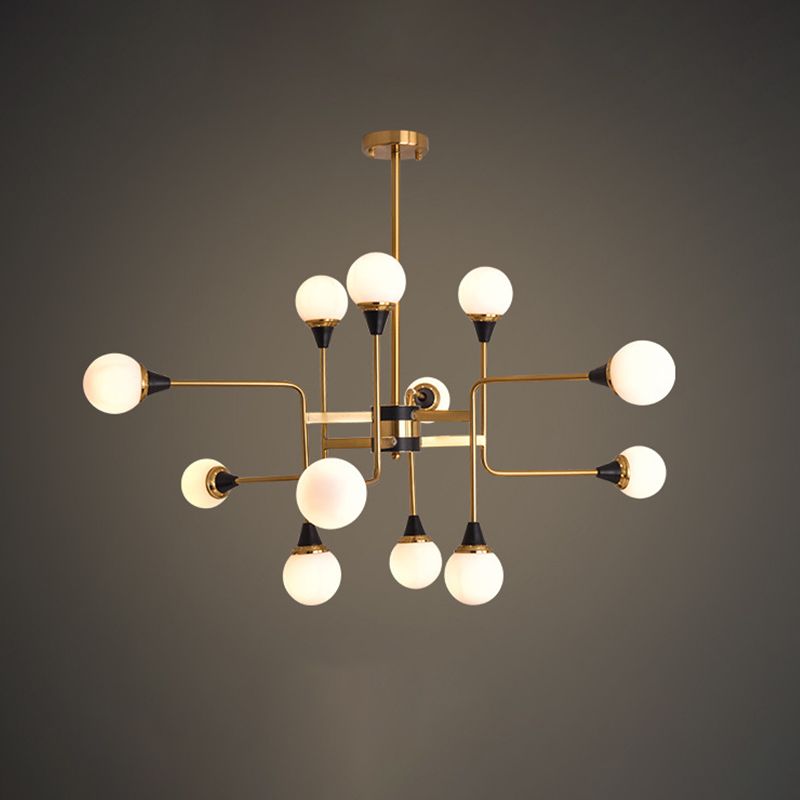 Postmodern Glass and Metal Chandeliers 12 Heads Ceiling Pendant Light for Living Room