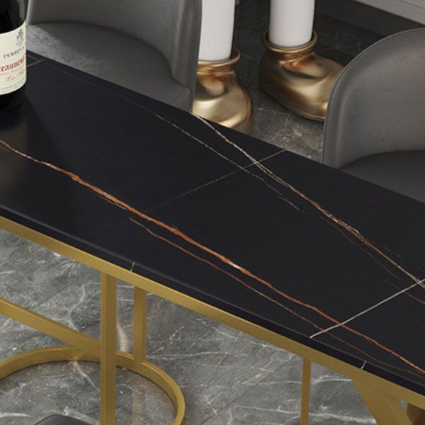 Rectangle Pub Set 1/3/5 Pcs Bar Table and Stools with Gold Metal Frame