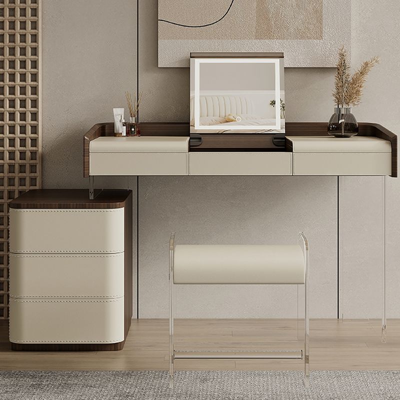 Flip-Top Make-up Vanity Wood Vanity Dressing Table with 5 Storage Drawers