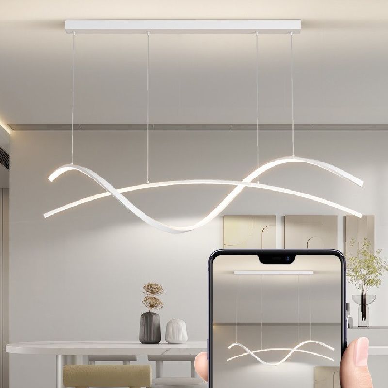 Strip Shape Island Light Modern LED Island Hanging Lamp with Acrylic Shade for Dining Room