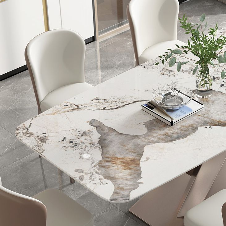 Nordic Sintered Stone Top Dining Set Rectangle 1/4/5/7 Pieces Dining Table with Chairs
