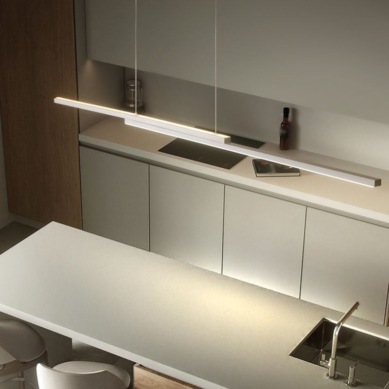 2 Light Linear Island Lighting Contemporary Metal Island Light Fixture