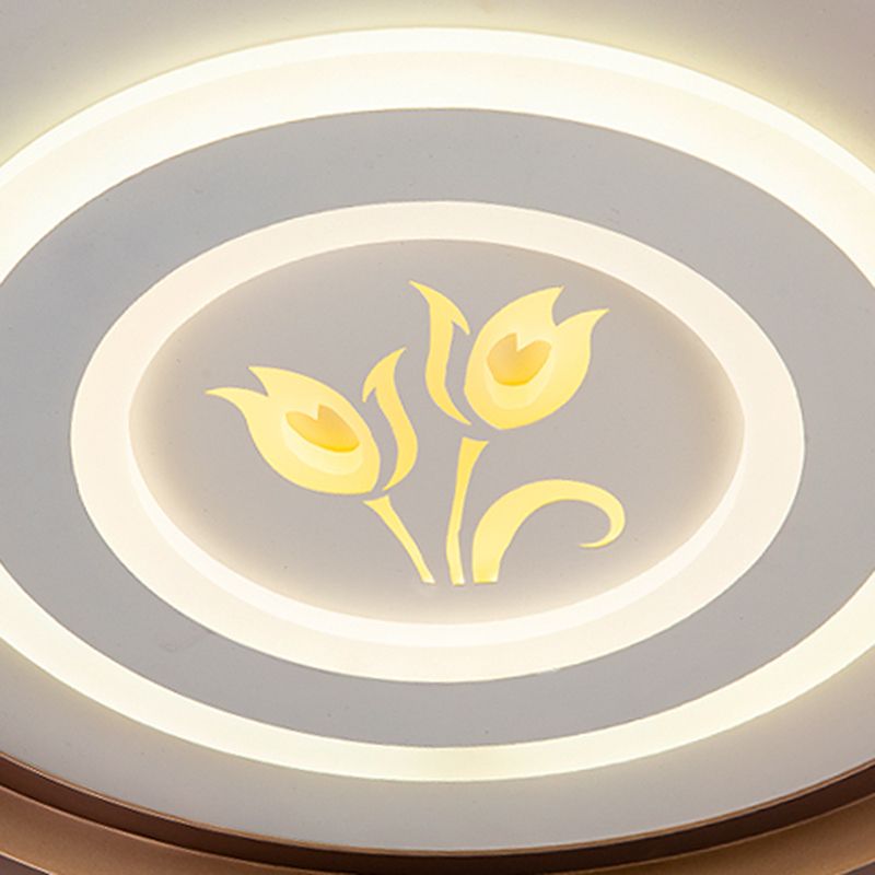 Modern Frequency Conversion Ceiling Fan Lamp Metal Living Room LED Semi Flush Light