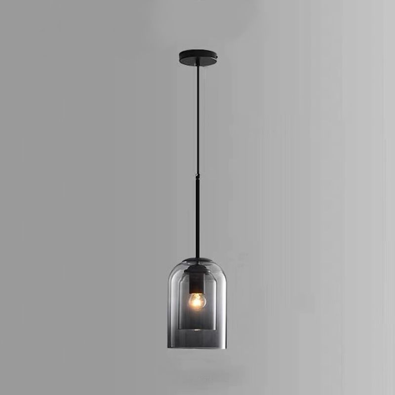 Double Glass Indoor Pendant Light in Modern Creative Style Wrought Iron Hanging Lamp