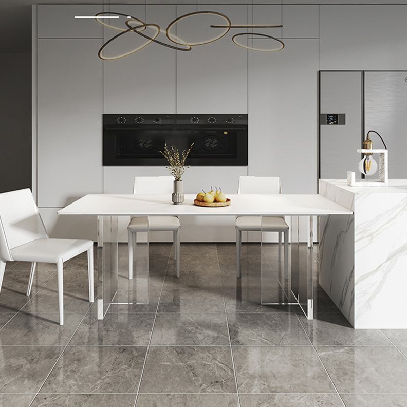Acrylic Contemporary Rectangular Dining Table Sintered Stone Table with Acrylic base