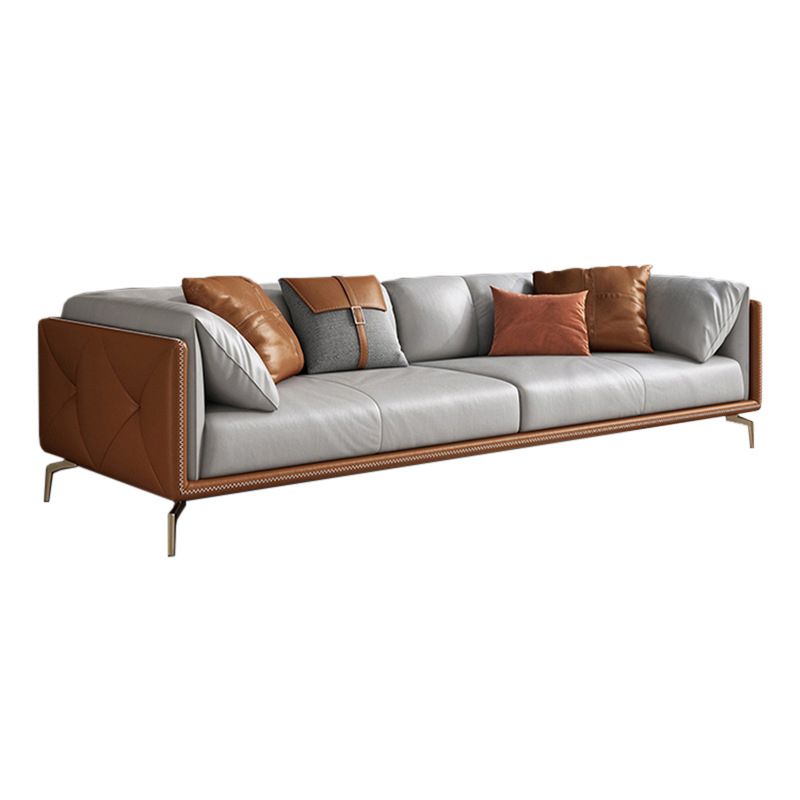 Contemporary Genuine Leather Pillow Top Arm Sofa Cushions Standard Sofa