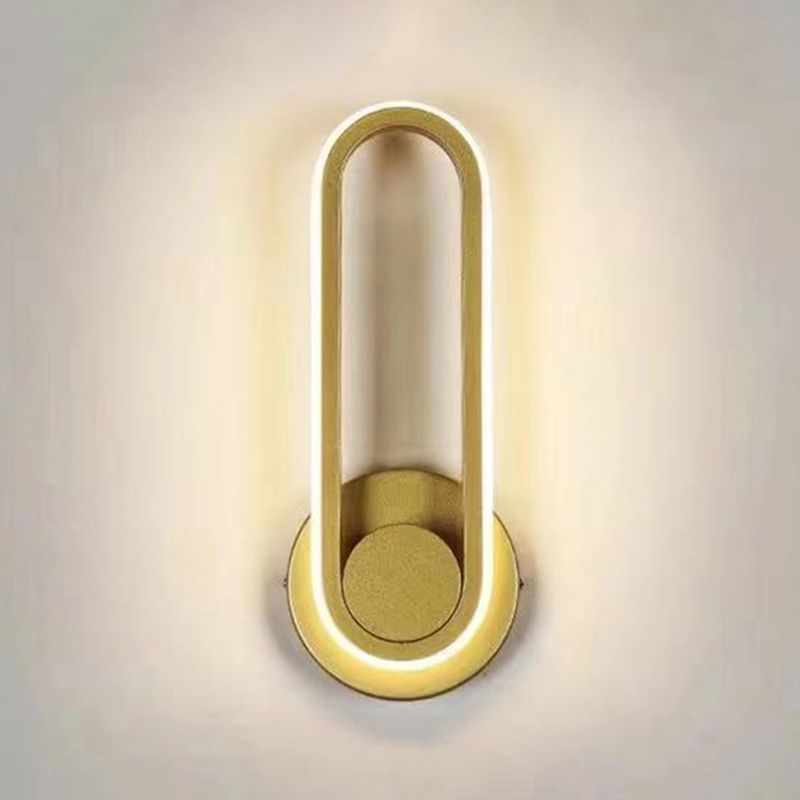 Oval Shape Metal Wall Light Modern Style Single Light Wall Sconce Light