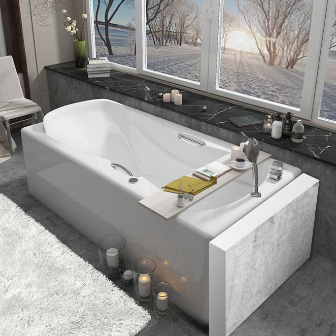 Rectangular Freestanding Bathtub Acrylic Soaking White Modern Bath (Board not Included)