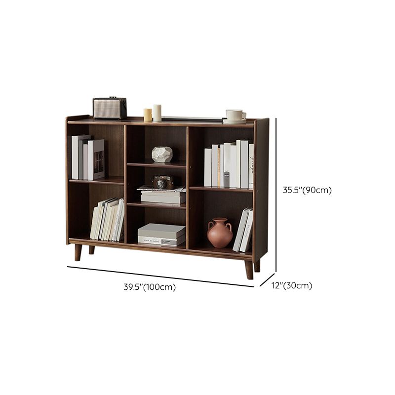 Industrial Closed Back Book Shelf Freestanding Standard Kids Bookshelf in Walnut