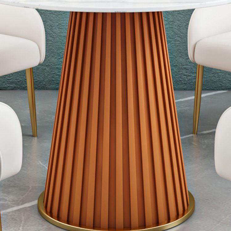 Glam Sintered Stone Dining Table Round Dinner Room Kitchen Table with Pedestal Base
