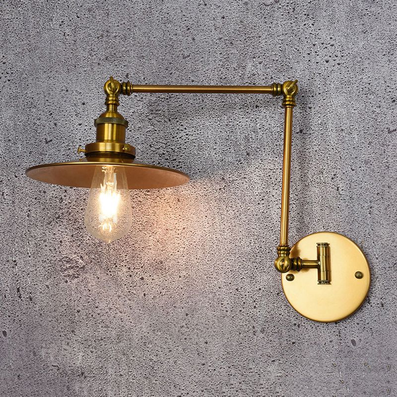 Industrial Style Swing Arm Wall Sconce Metal 1 Light Sconces for Bedroom