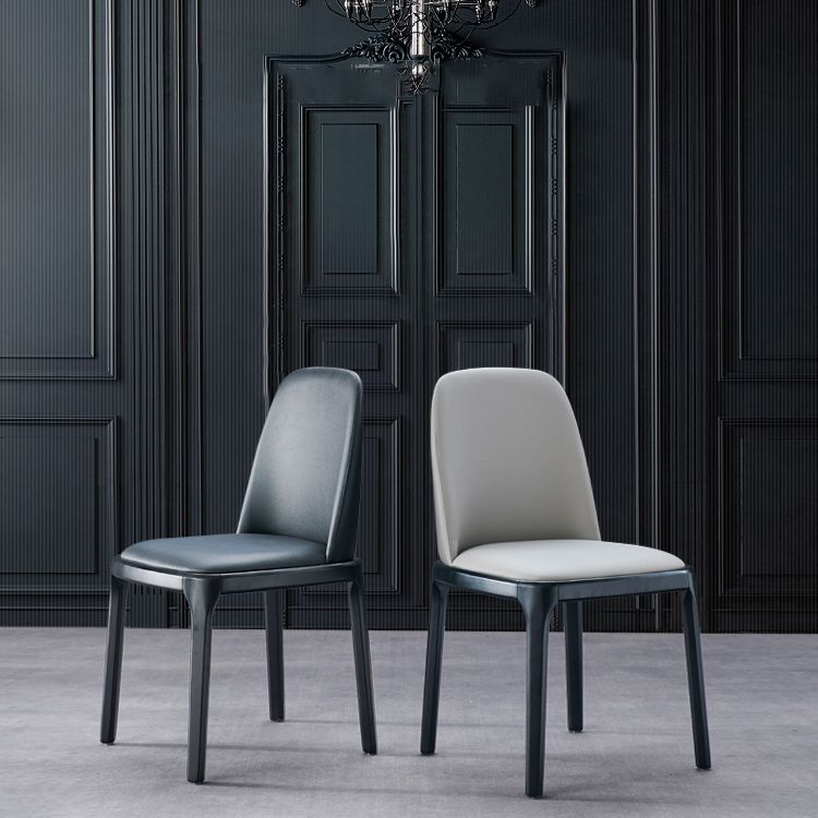 Contemporary Style Leather Chair Wooden Parsons Armless chair for Dining Room