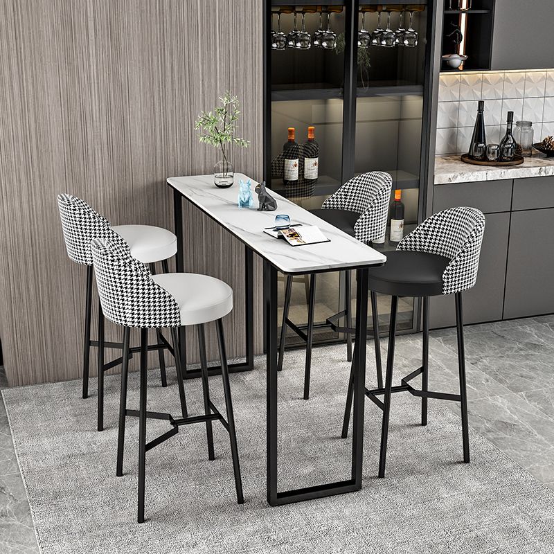 Industrial Style Stone Top Cocktail Bar Table 42-inch Height Table for Kitchen