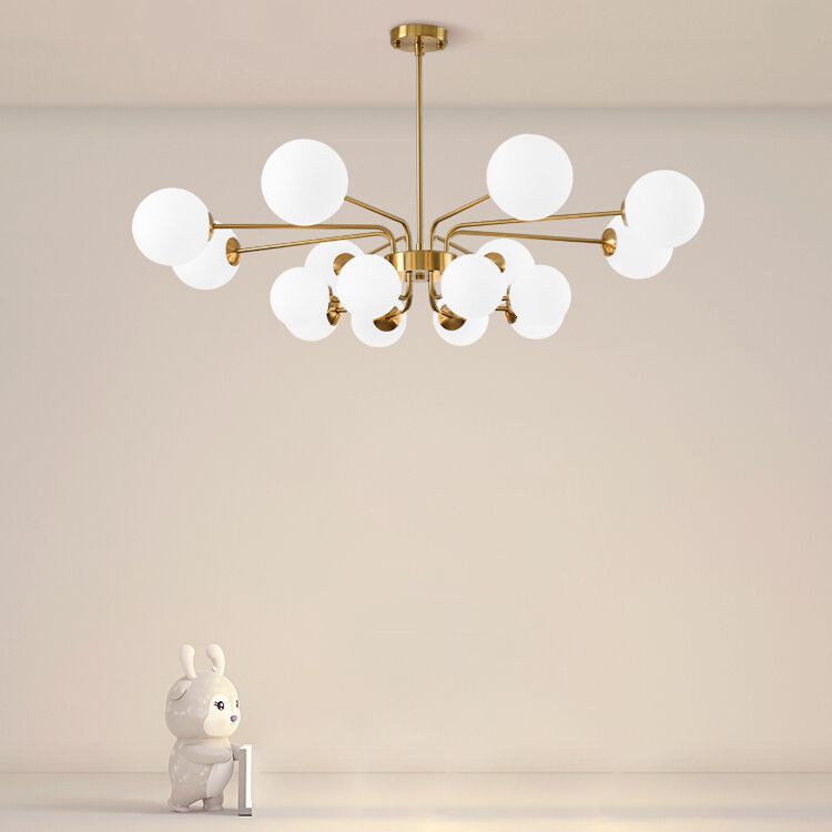 Designer Style Globe Chandelier Lighting Multi-Head Suspension Pendant Lamps with Glass Shade