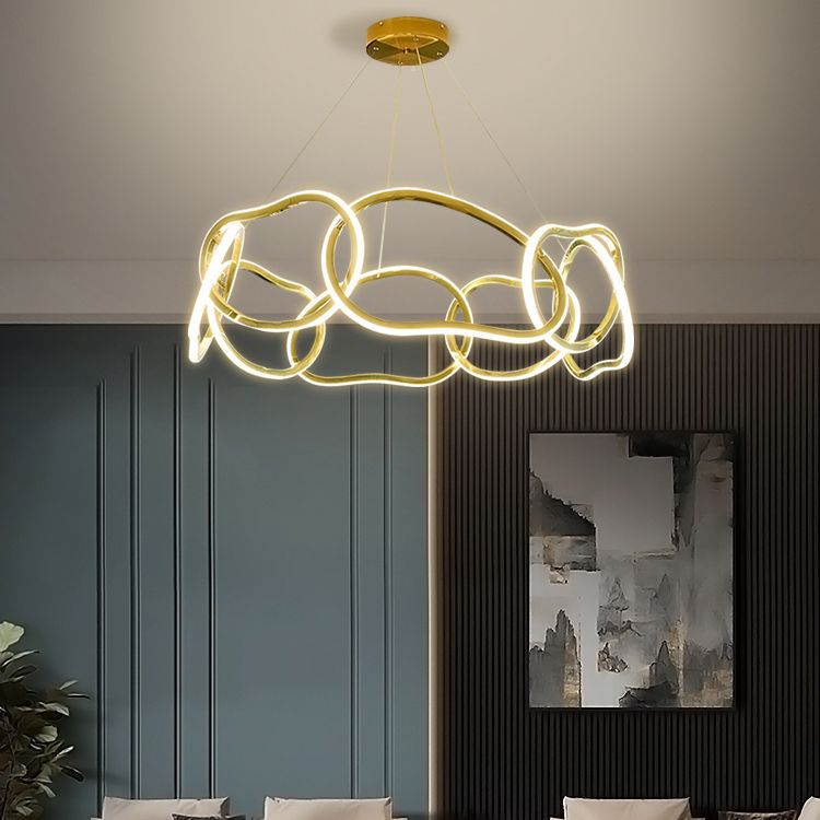 Nordic Circle Shape Chandelier Gold LED Chandelier Pendant for Dining Room