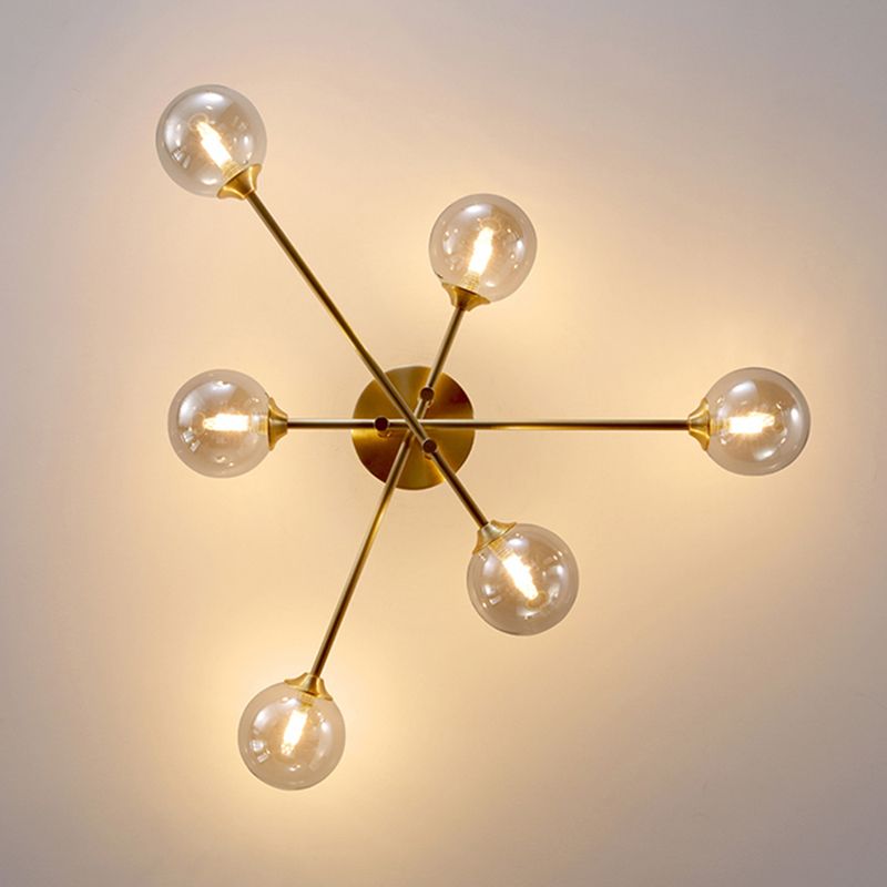Nordic Style Golden Ceiling Light Ball Shape Glass Shade Ceiling Lamp for Bedroom