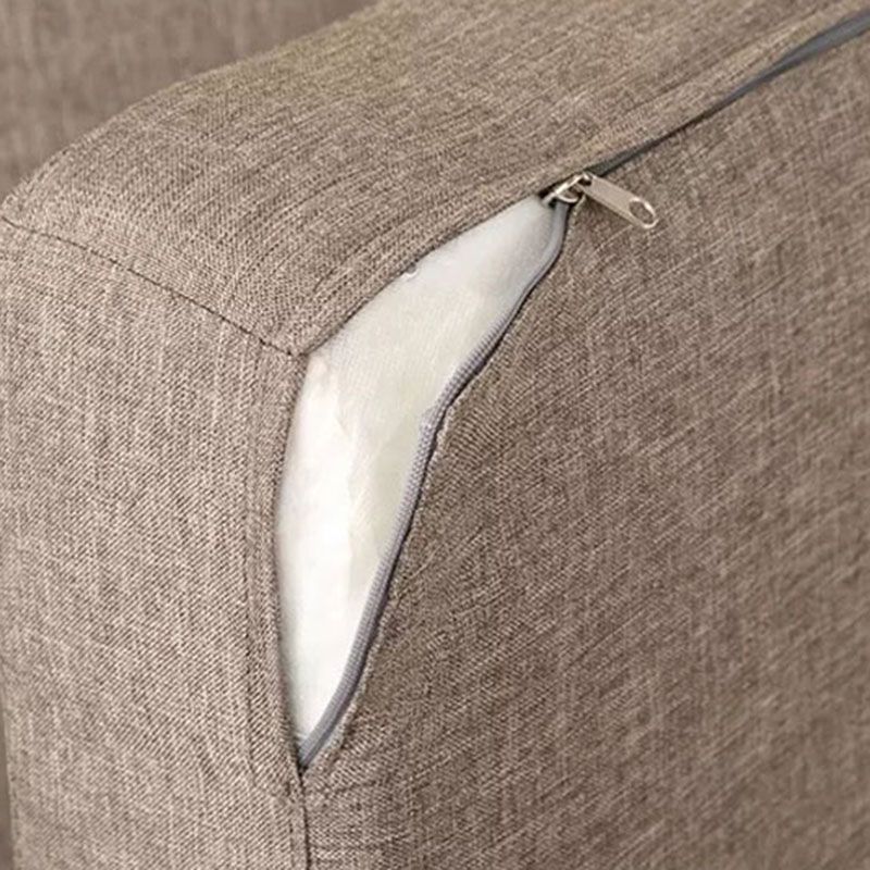 Fabric Sofa Bed with 3 Pillows Solid Wood Sofa in Walnut Finish