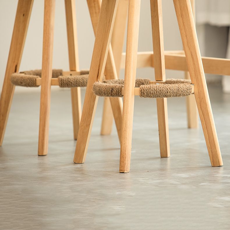 Modern Counter Bar Stool Armless Leather Bar Stool with Footrest and Swivel, Wood Base