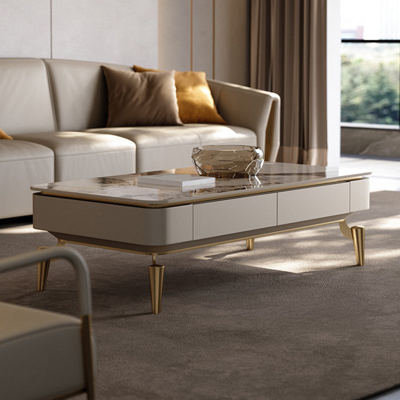 17"H Glam Coffee Table Slate Single Coffee Cocktail Table with Storage