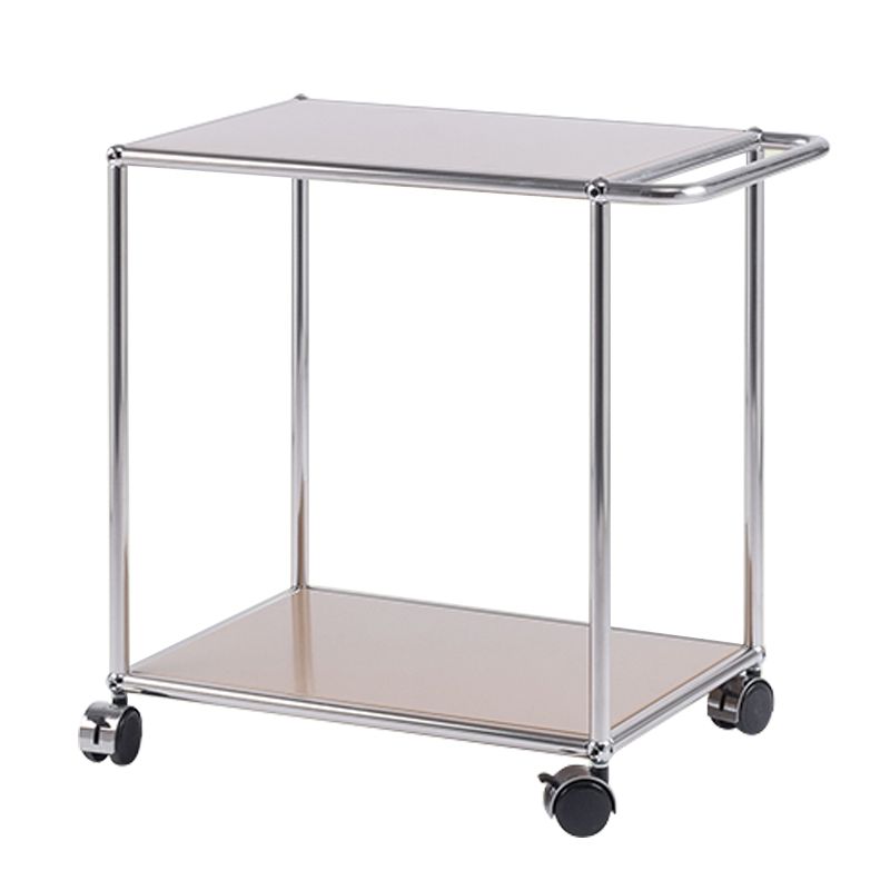 Contemporary Simple Rectangular End Table with Casters 1-Shelf 23.2" Tall Side Table