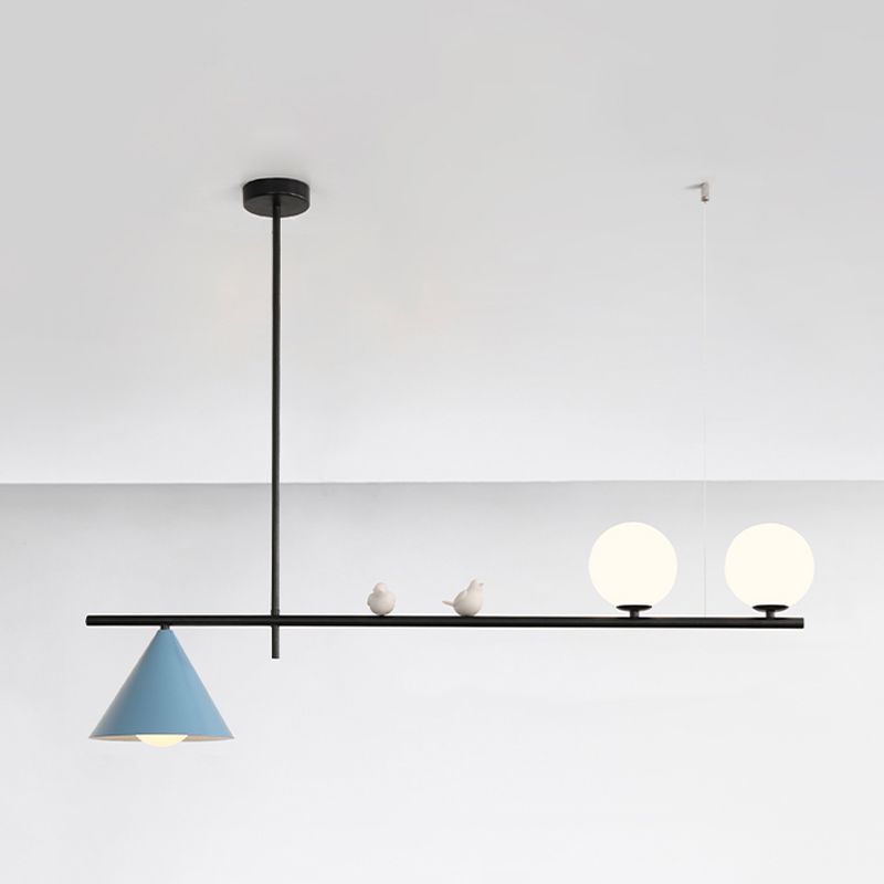 Luces colgantes de globo iluminación de isla de cocina de vidrio contemporánea