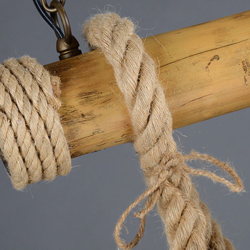Bamboo 3 / 6 - Light Island Light Industrial Ceiling Pendant with Hemp Rope
