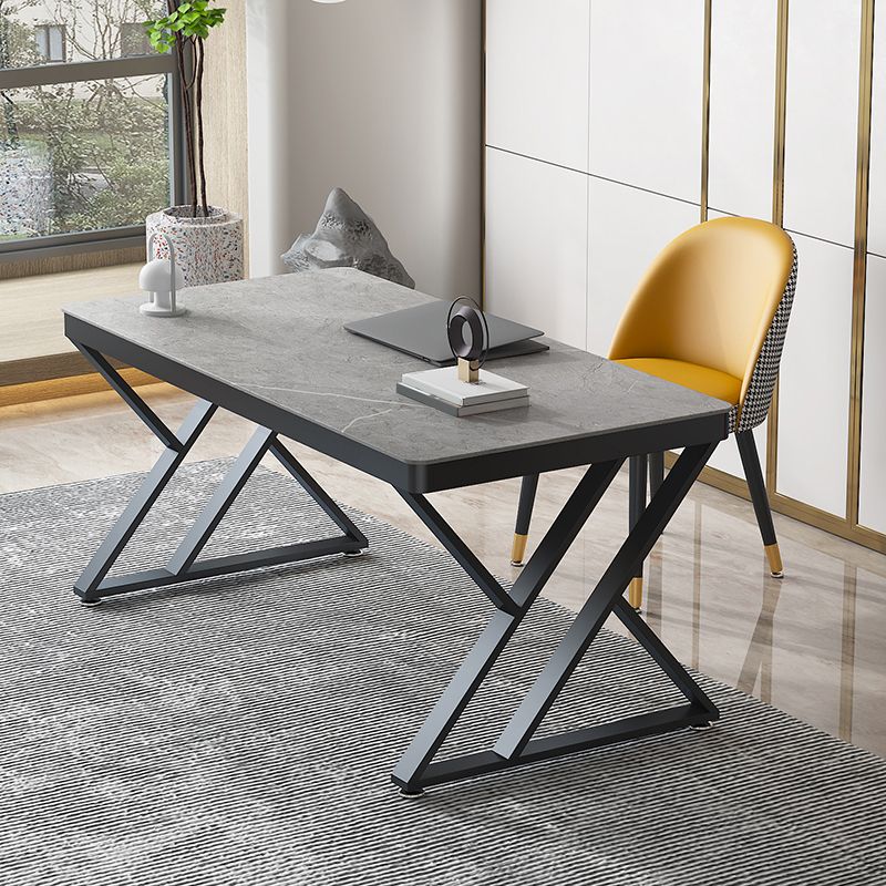 29"H Glam Writing Desk Rectangular Metal Office Desk for Office