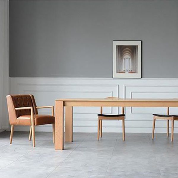 Rectangle Retro Modern Dining Table Fixed Table with Ashwood Solid Wood