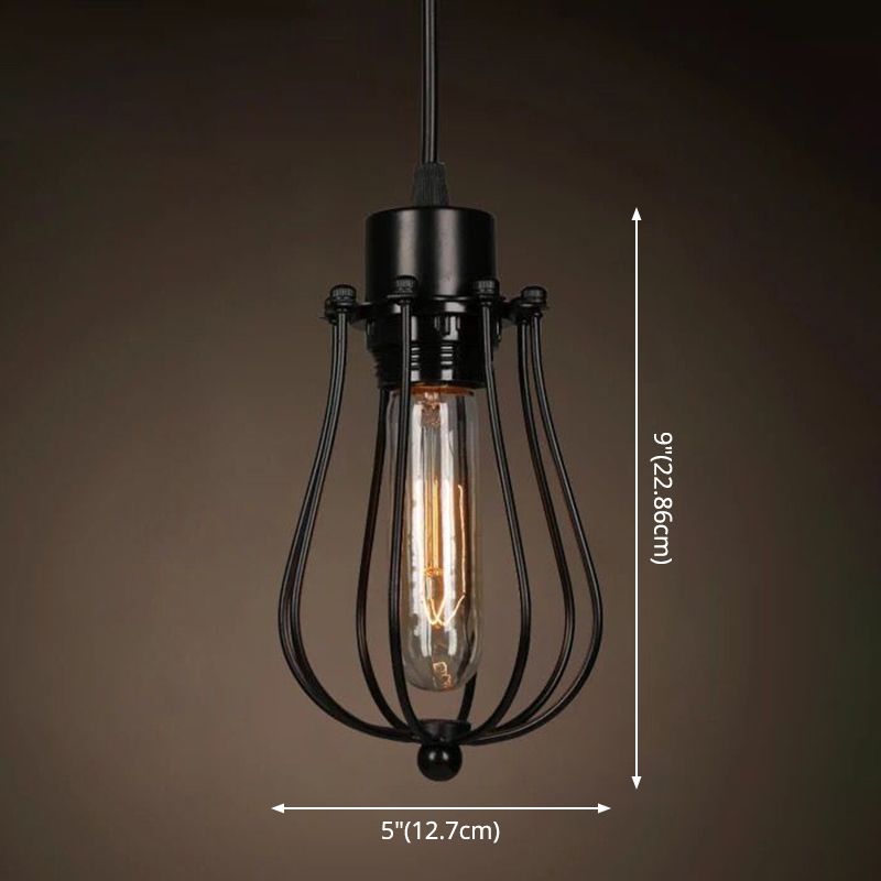 1 leichte Käfig -Leuchten Retro Industrial Style Metallic Hanging Pendell Leuchten für Bar