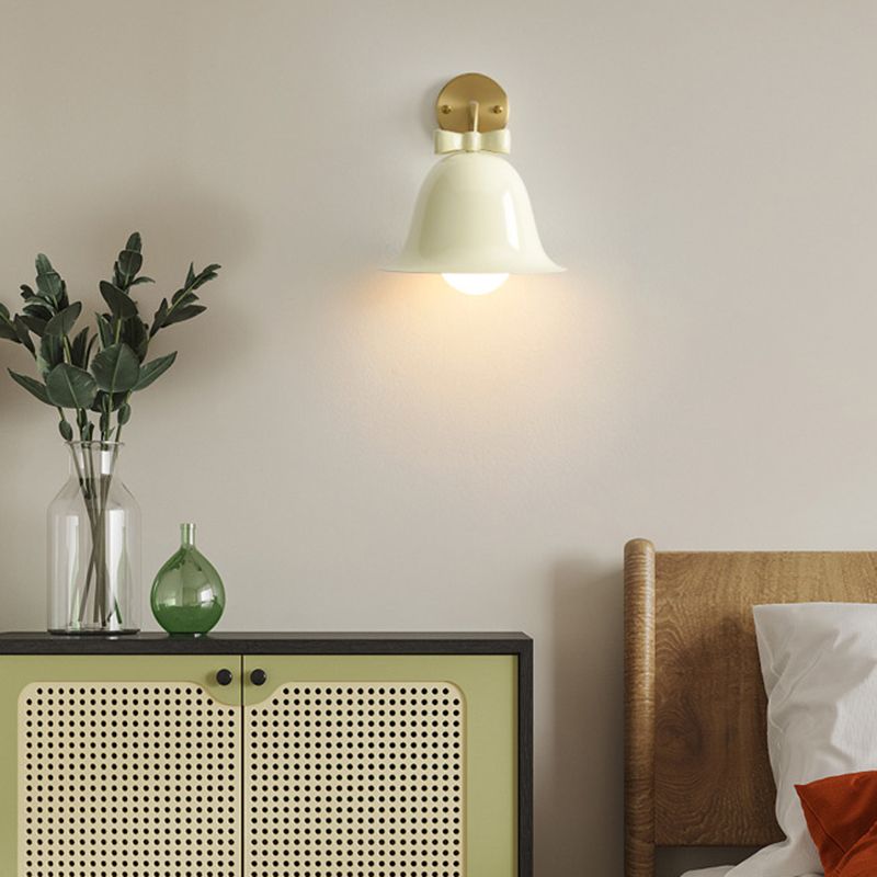 Modern Metal Wall Sconce Bell Shape Wall Light with Glass Shade for Bedroom