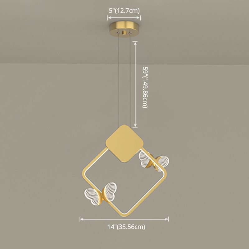 Plafonnage minimaliste Butterfly Plafond Metal Bedroom LED Suspension Pendante