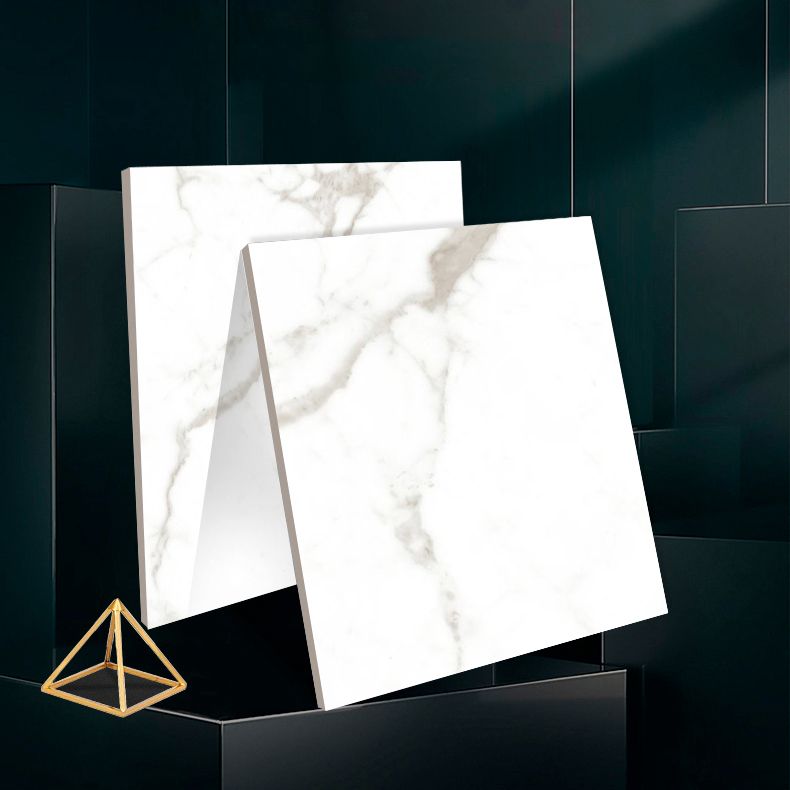 Popular Polished Porcelain Tile White Marble Patterned Square Wall Tile