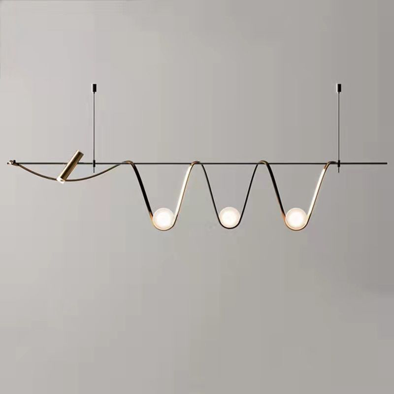 Modern Style Wave Shape Island Pendants Metal Pendant Lights for Dining Room
