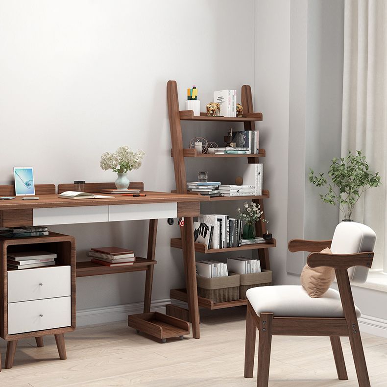 Silla de comedor de madera maciza con respaldo de apertura de cocina contemporánea