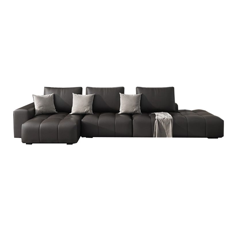 One Side Armrest Cushioning Back Sofa Bed Black Imitation Leather Sofa