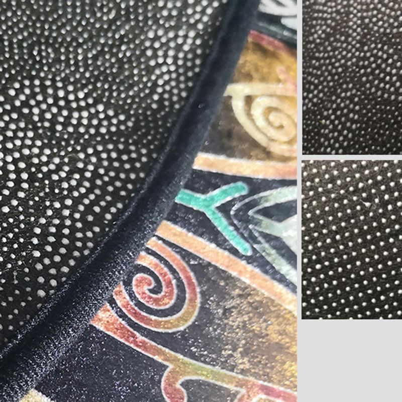 Black Modern Area Rug Polyester Flower Pattern Area Carpet Stain Resistant Rug for Home Decor