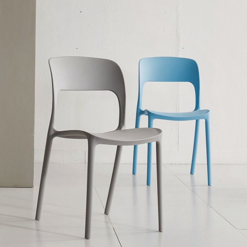 Nordic Style Armless Side Chairs Open Back Chairs with Plastic Legs for Home Use