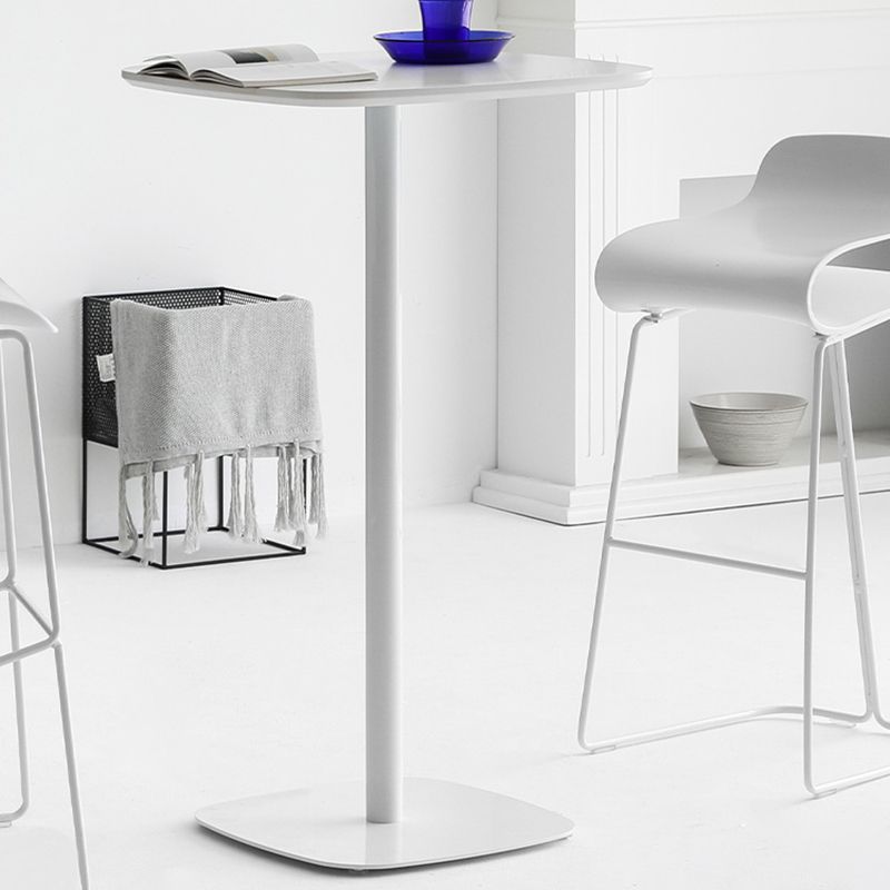 Square Bar Table in Metal and Wood Glam Bar Table with Pedestal Base