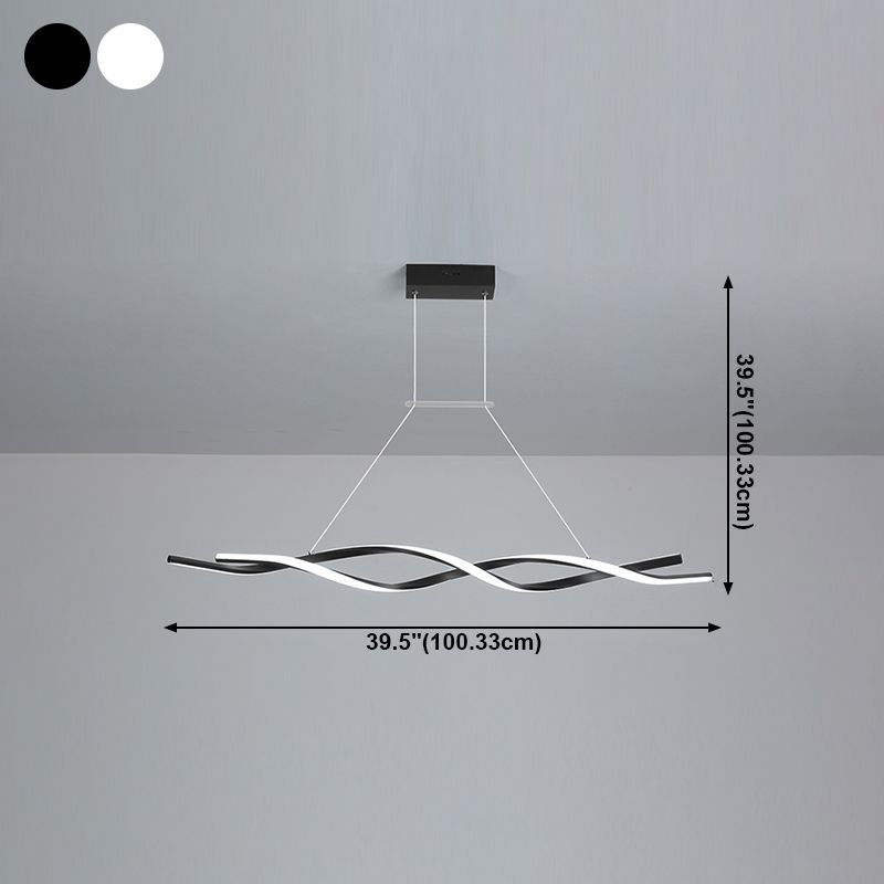 Lustre de l'île Curve Modern Island 2 têtes Restruction LED Pending Lighting