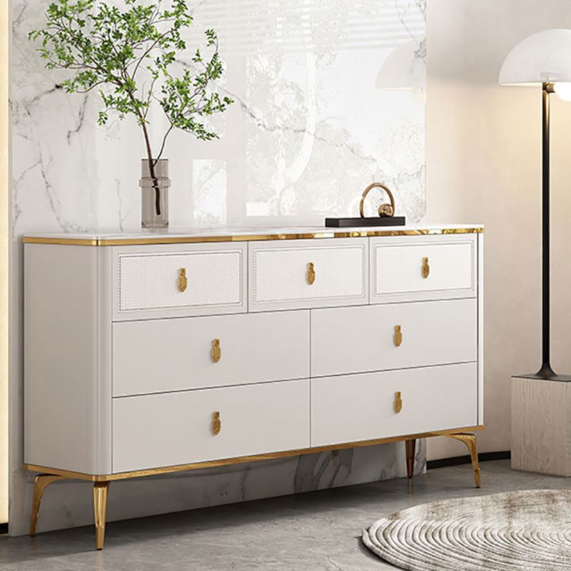 Classic Glam Stone Double Dresser Horizontal Storage Chest for Bedroom