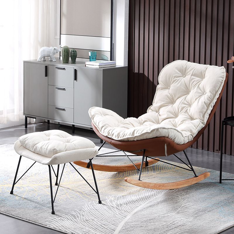 Living Room Luxury Leisure Chair Wood Frame Base Relaxing Lazy Rocking Chairs