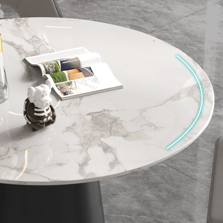 White Stone Top Round Dining Table Set 1/2/4/5 Pieces Modern Dinette Set