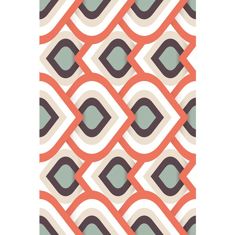 Moroccan Geometric Pattern Rug Orange and Brown Polyester Rug Washable Pet Friendly Non-Slip Area Rug for Living Room