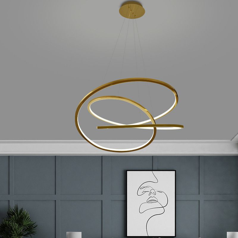 Modern Cycle Chandelier Stainless Steel Pendant Ceiling Lights with Adjustable Hanging Cord for Living Room