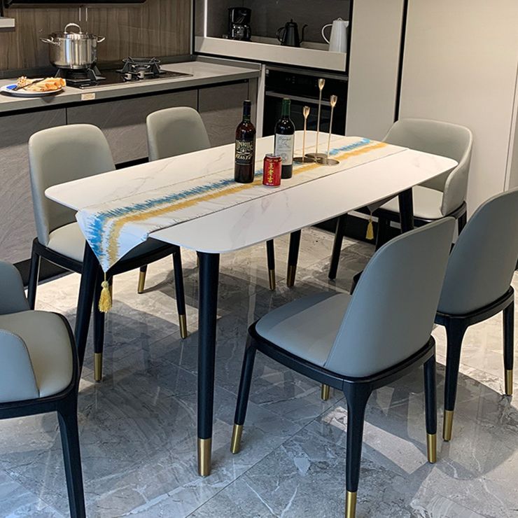 Rectangle Three-Color Dining Table Sintered Stone Table Luxury with 4 Legs